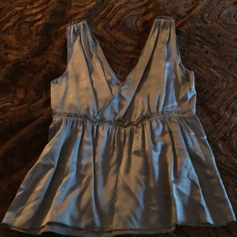 Dark teal 100% silk tank top